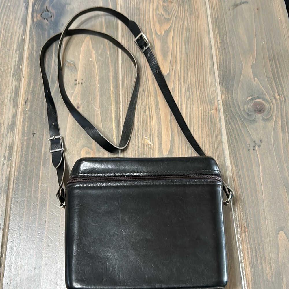 Vintage mid- century leather-camera bag
